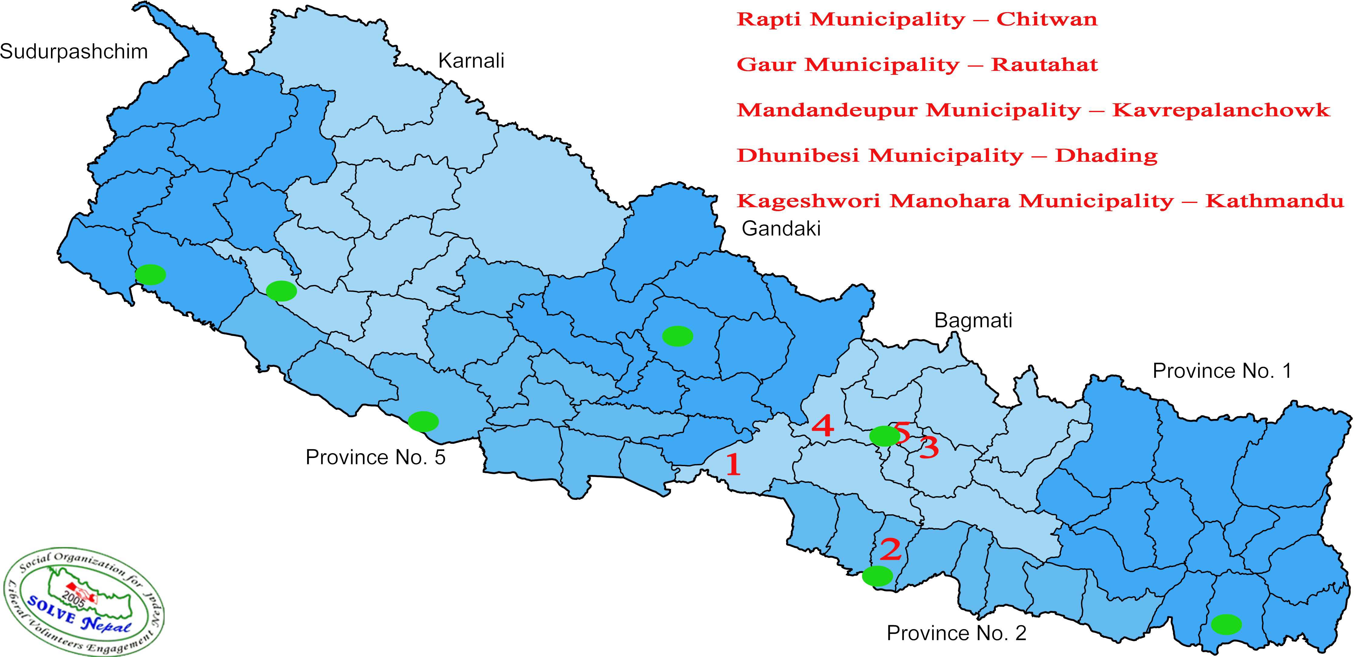 Solve Nepal Working Areas Map